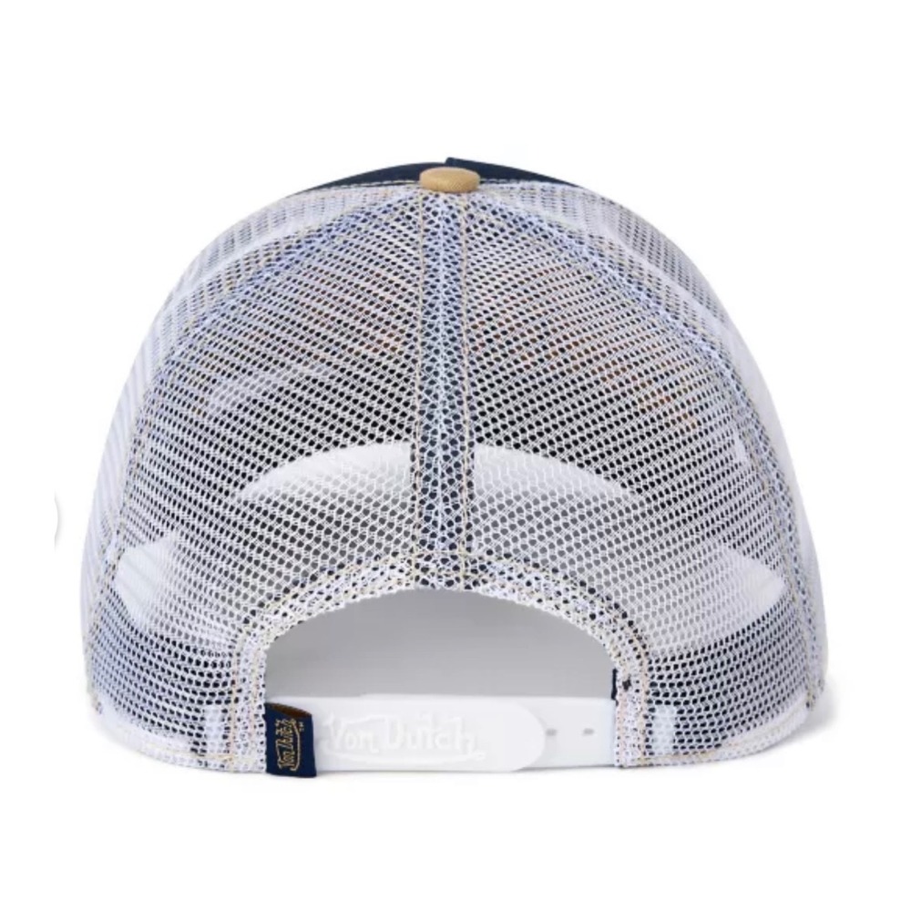 NEW Von Dutch Hat Navy Tan Patch Trucker Mesh SnapBack Cap NWT Retro unisex Y2K - Picture 4 of 8